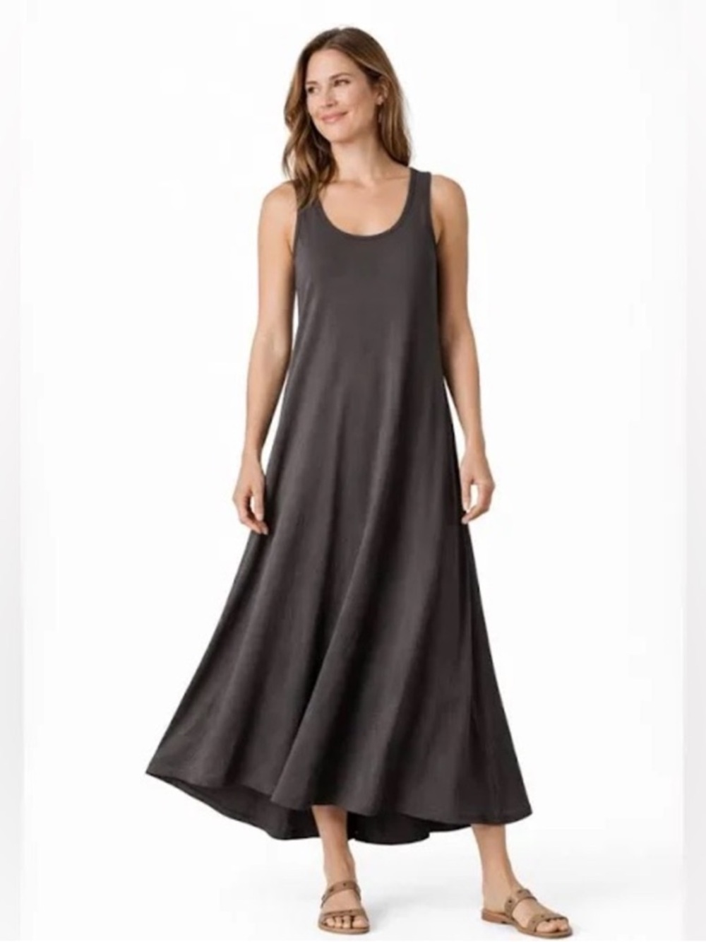 ✦ Garnet Hill Pima Cotton Modal Tank Maxi Dress | Gray | Large